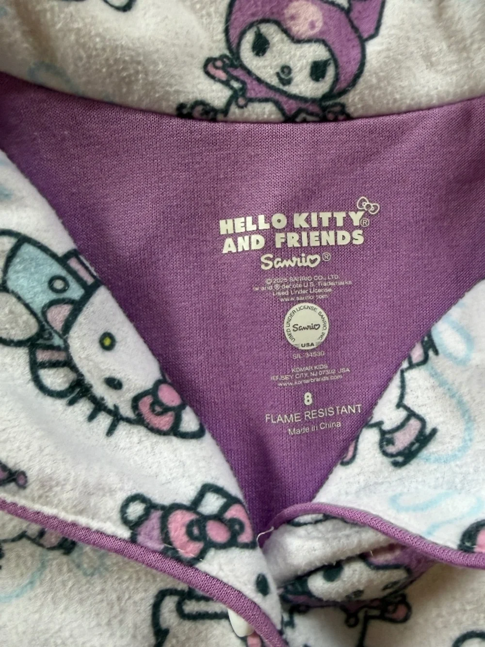 Hello Kitty Girls Notch Collar Top & Sleep Pants Pajama Set, 2-Piece Sz.8